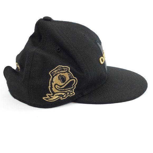 New Era Oregon Ducks Baseball Cap 100% Wool Gold Black Adjustable Snap Back Cap - Picture 10 of 16